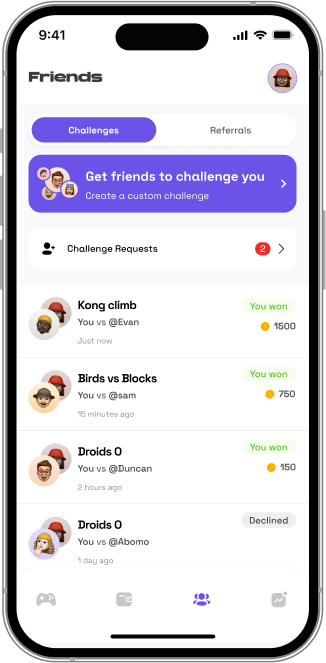 Challenge friends and eat their money.